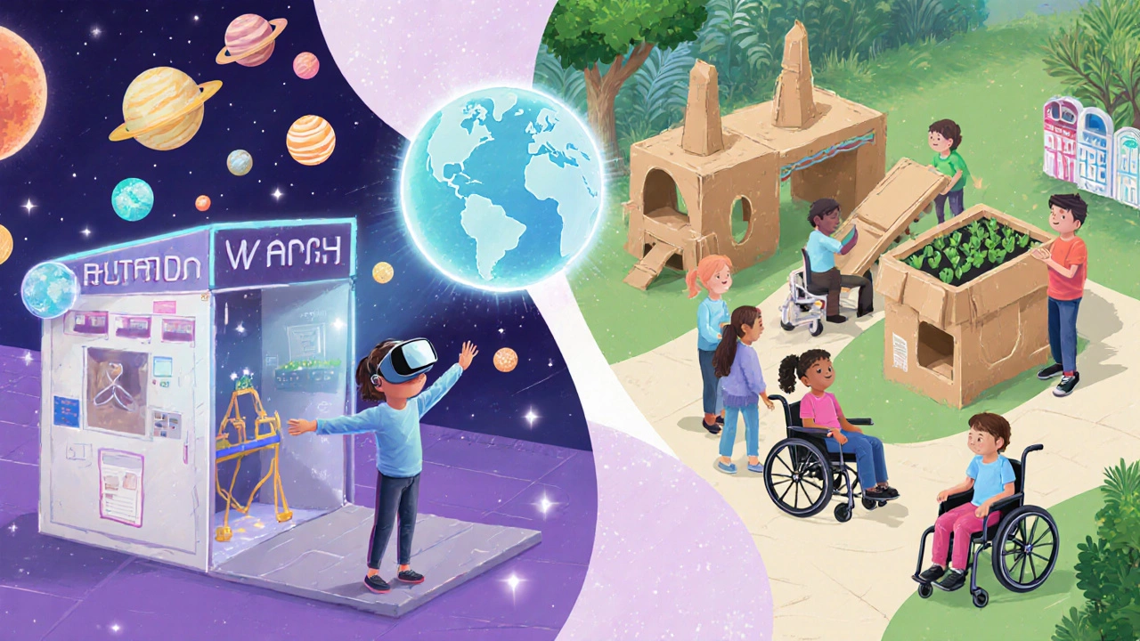 Future‑focused Wacky Day with VR space station, recycled‑material stations, and inclusive activities.