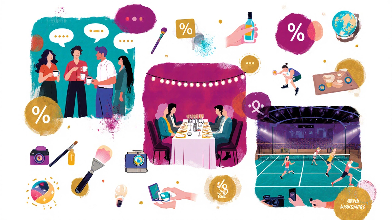 Illustrated collage of networking, events, facilities, discounts, workshops, and volunteering.