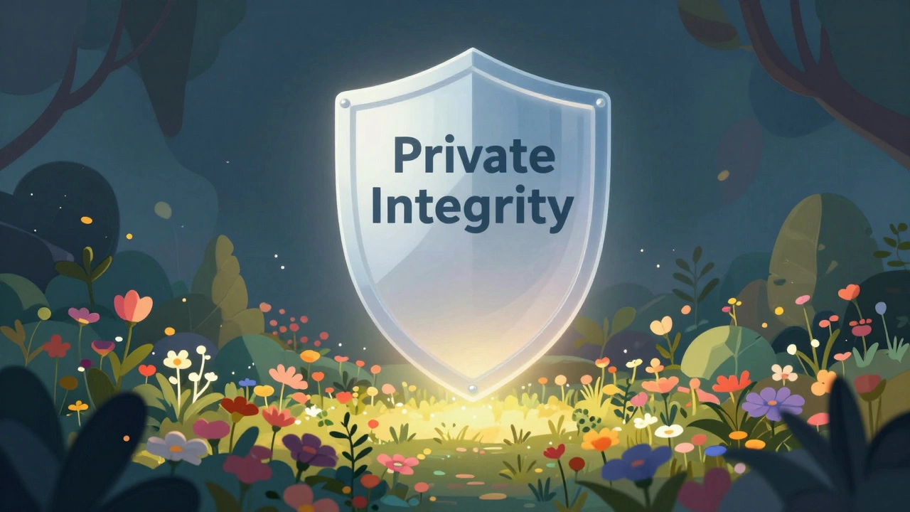 Glowing shield protecting a garden from dark shadows.