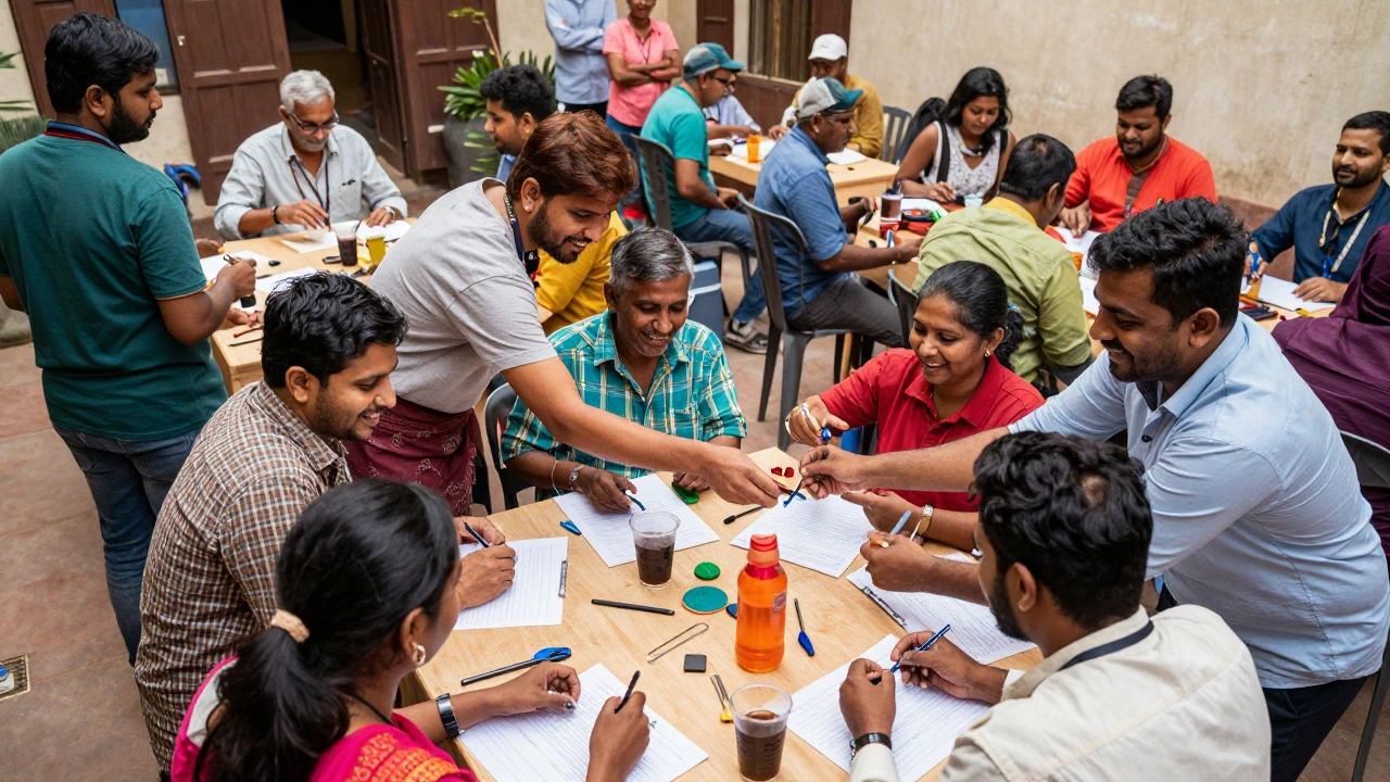 Community members collaborating at a helpful workshop event