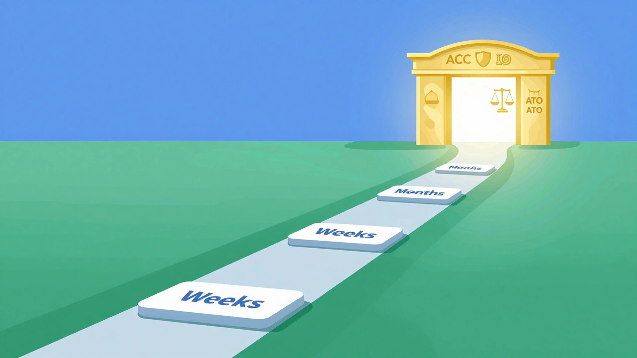 Conceptual illustration of a timeline path leading to regulatory approval gates