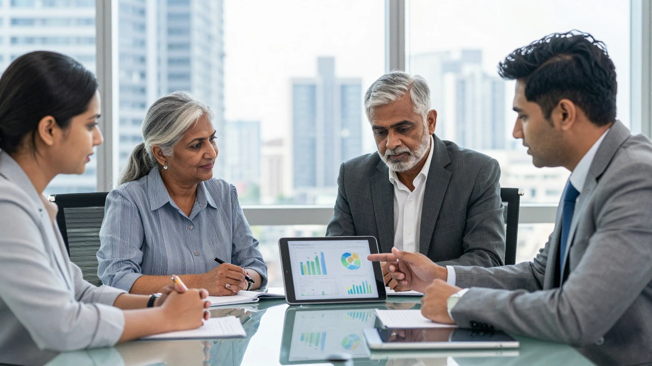 Indian family consulting with a financial advisor about estate planning in Mumbai