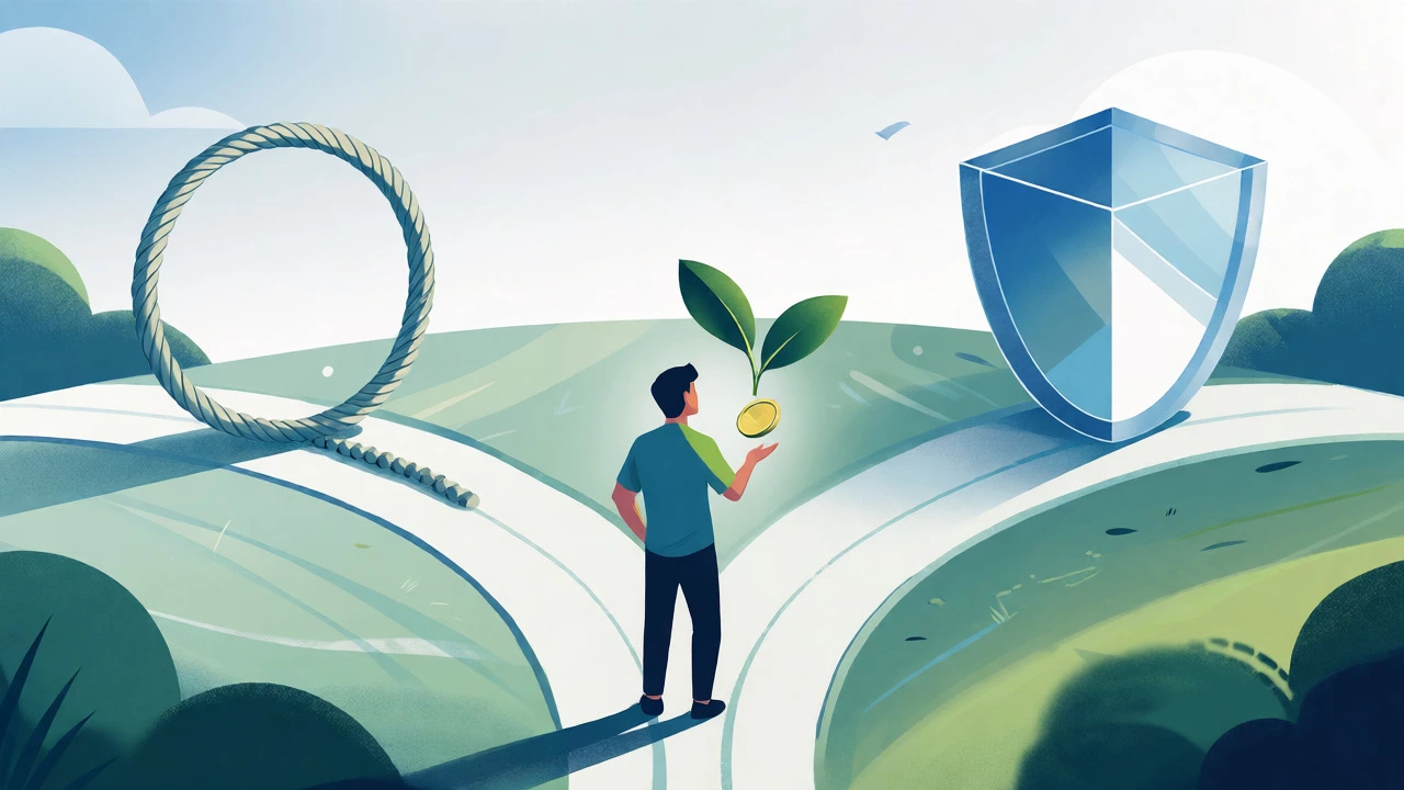 Conceptual art showing two paths: a flexible trust circle and a structured corporate shield.