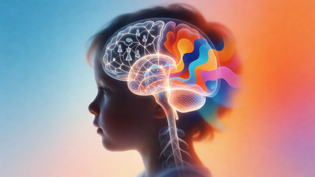 Conceptual illustration of a child's brain developing through structured play
